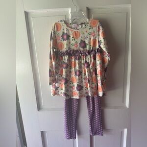 Floral Kids Pants Set - Purple and White